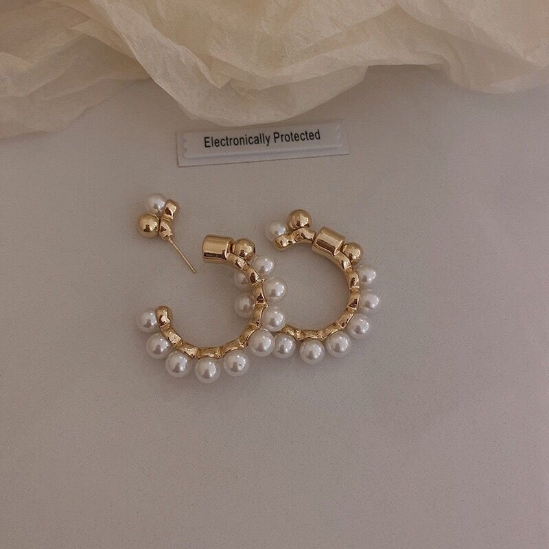 Vintage Mutiara Setengah Lingkaran Anting Berbentuk C Aksesori fashion Korea Wanita