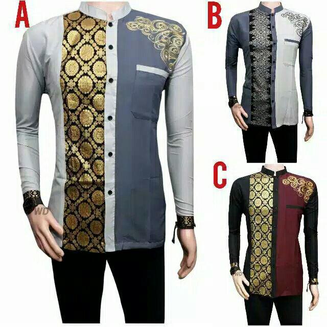 Hem Batik Panjang Kombinasi Koko Taqwa Motif Bordir