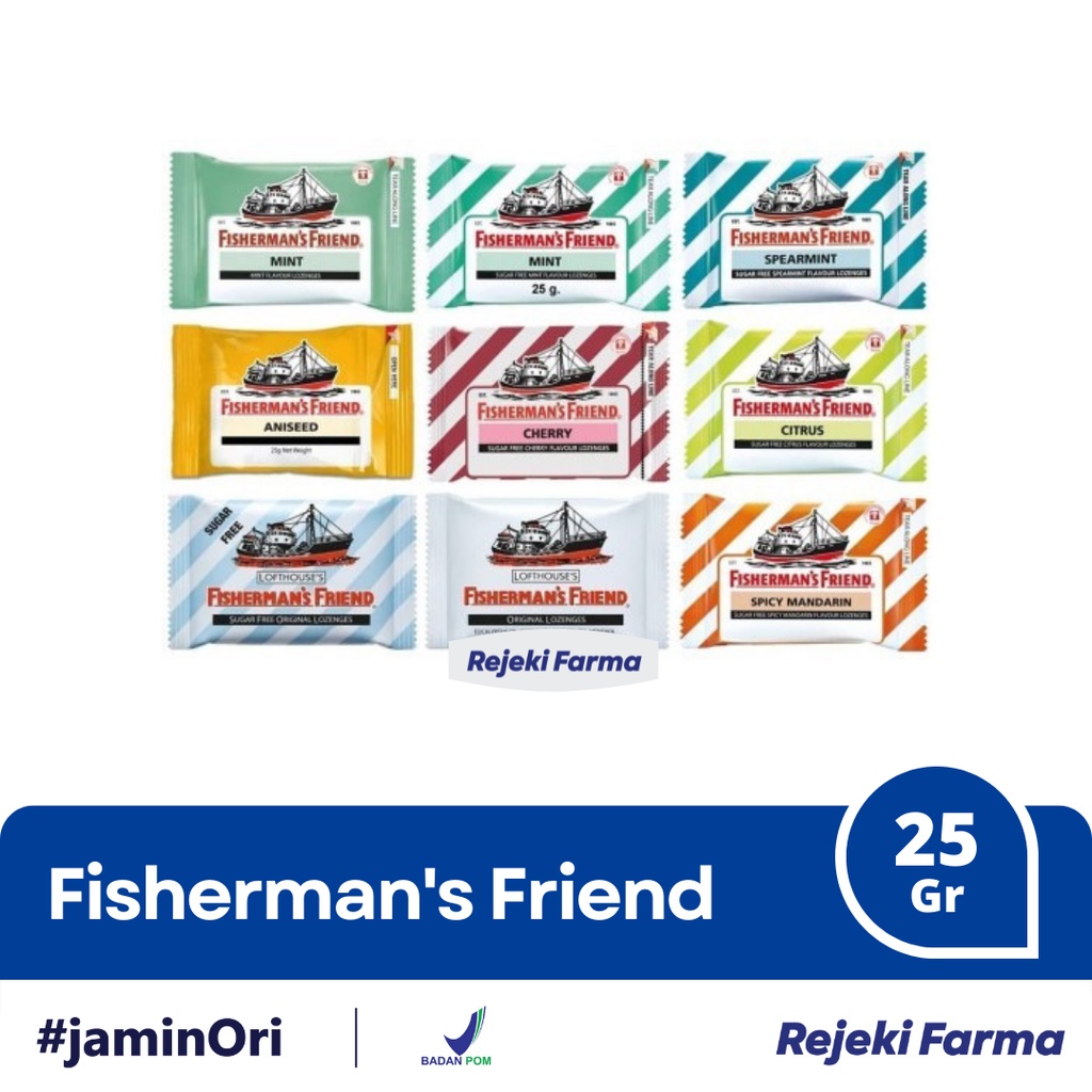 

Permen Fisherman Fishermans Fisherman's Friend Friends 25g - Fishermen semua rasa Original Mandarin & Ginger Strong Mint Spearmint Lemon Mint Cherry Citrus