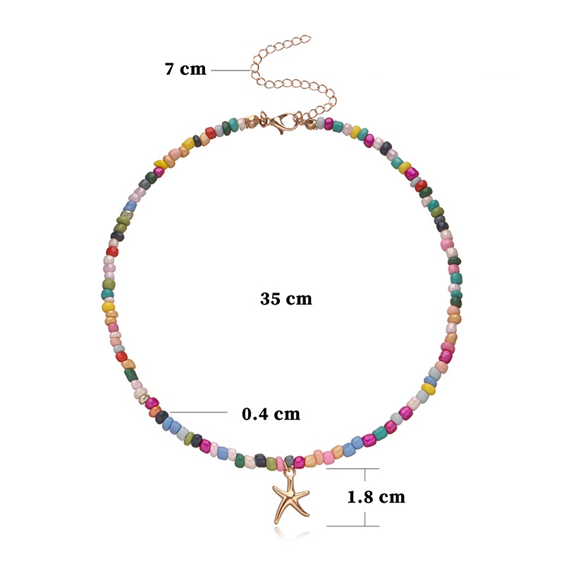 &lt; E2id &amp; &gt; Kalung Choker Rantai Manik Butterfly + Bintang Warna Warni Gaya Boho