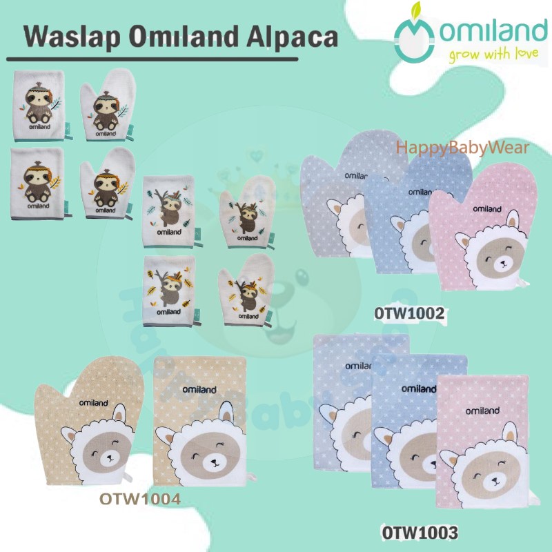 Omiland Washlap Tangan Motif Sloth // Alpaca WASLAP handuk lap mandi bayi