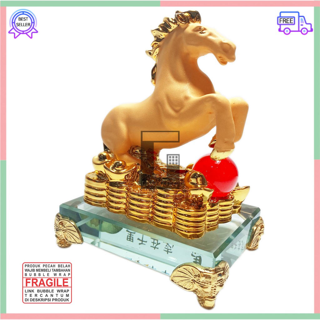 Patung Pajangan Hiasan Hadiah Kado 12 Shio Kuda Miniatur Meja Rak Dinding Kantor Ruang Tamu Rumah Minimalis Aesthetic Benda Gelang Fengshui Fengsui Feng Shui Pohon Tree Rejeki Rezeki Hoki Uang Coin Emas Gold Keberuntungan Batu Resin Decoration Art Kecil