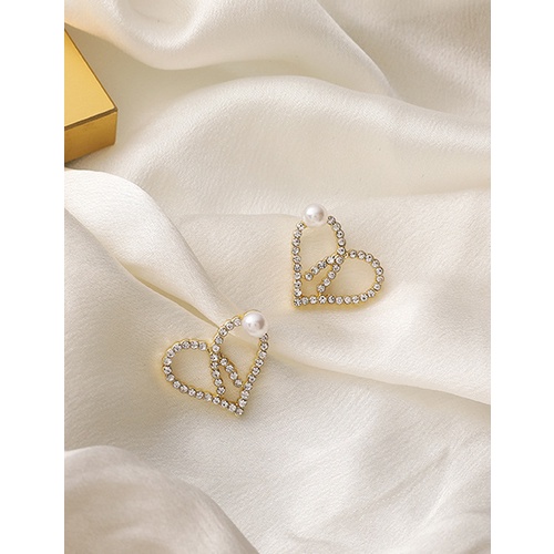 LRC Anting Tusuk Fashion Gold Color Full Diamond Cross Love P33302