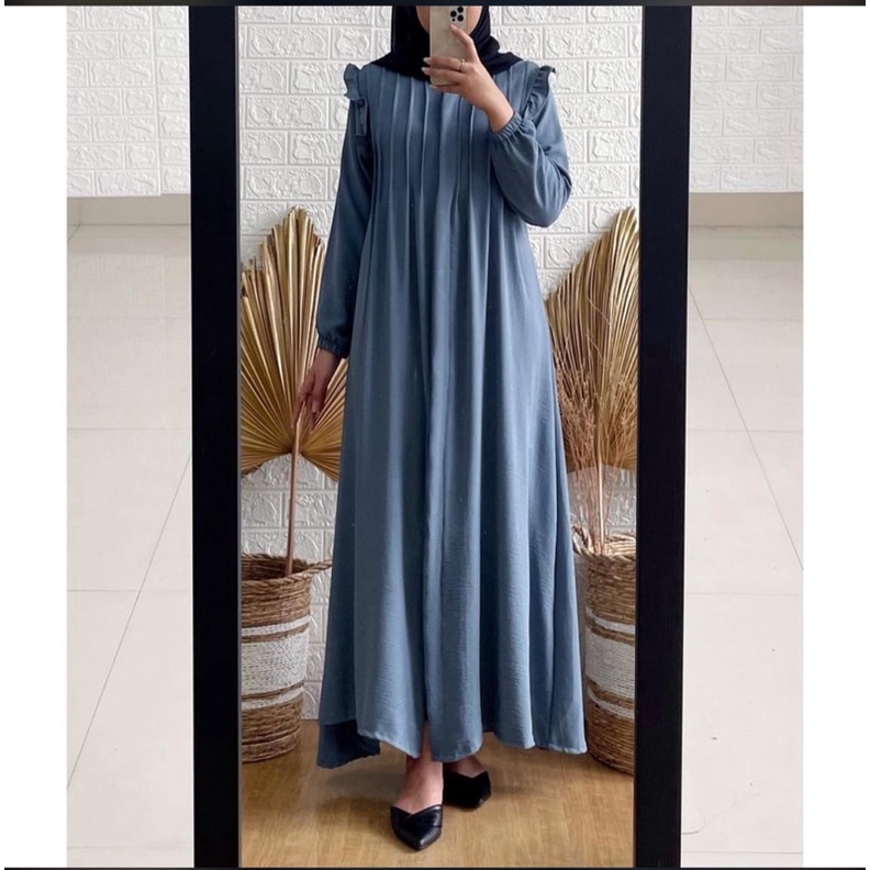 Mahalini Maxy Gamis Crinkle Airflow POLOS LD 100 - 110- Gamis Wanita Busui Friendly