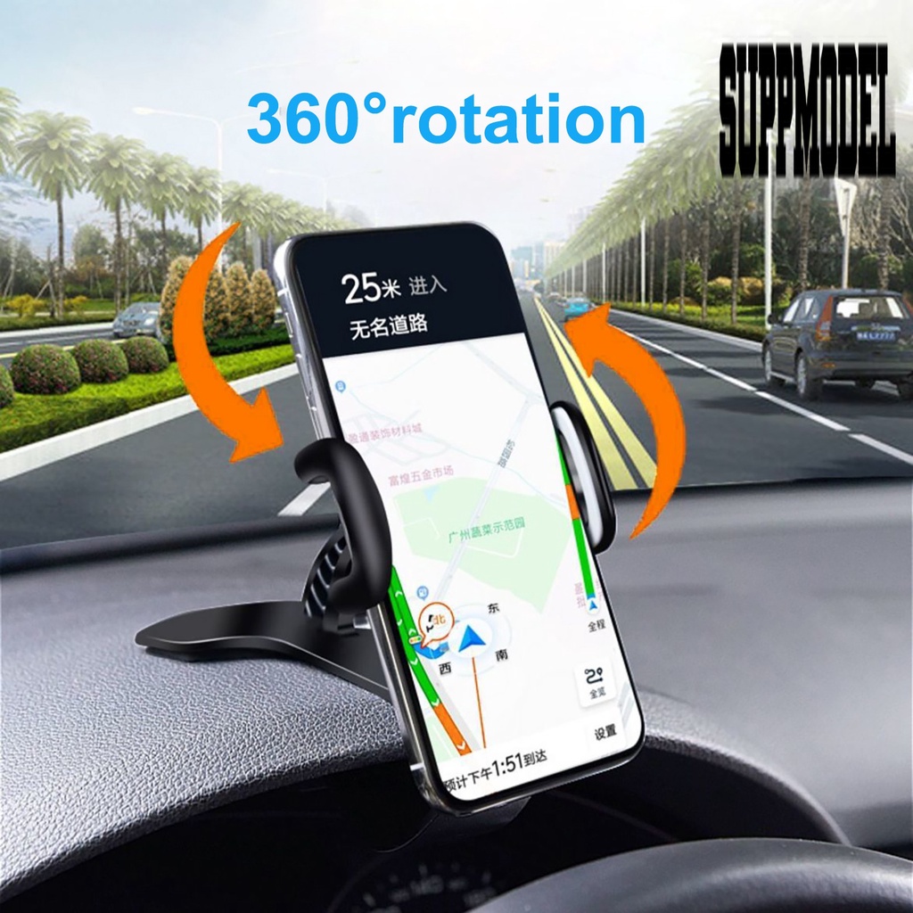 Bracket Klip Snap-in Mount Holder Handphone / Navigasi HUD Display Hitam Rotasi Untuk Mobil