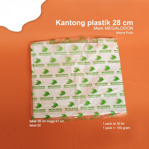 PLASTIK / TAS KRESEK MEGALODON HIJAU UK.28 ISI 30 / PACK