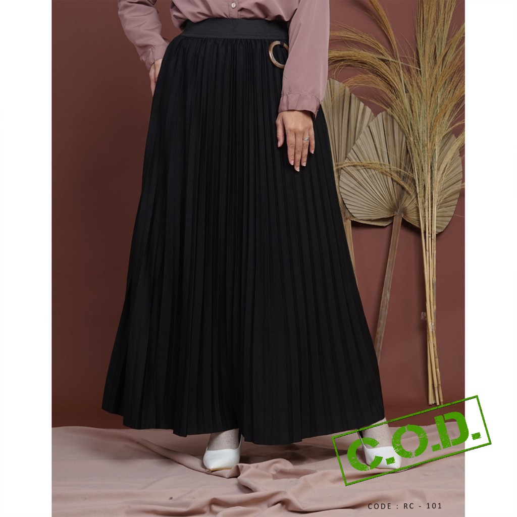 Rok Plisket Premium Umbrella Tebal Bahan Lemon Skin | Kireina Fashion