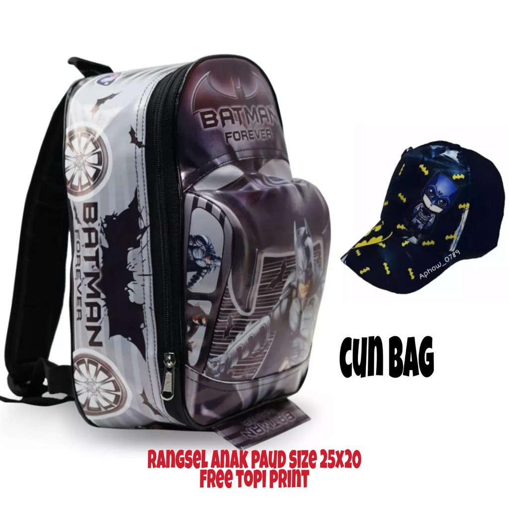 Tas ransel anak Mobil 3D paket tas dan topi