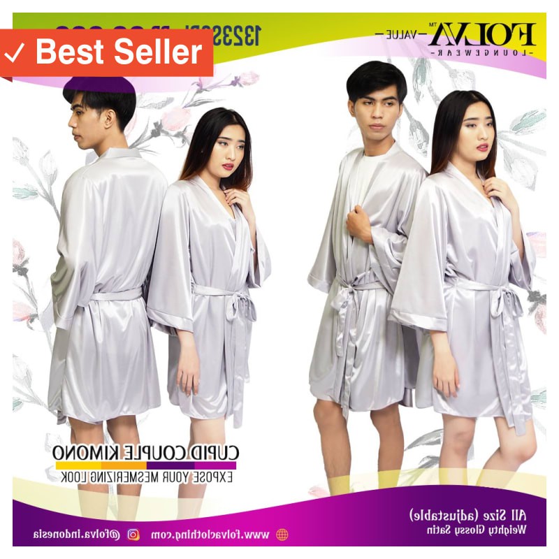 MURAH FASHION BAJU CEWEK / Kimono Couple jubah tidur baju couple silver 1323SCPL by Folva
