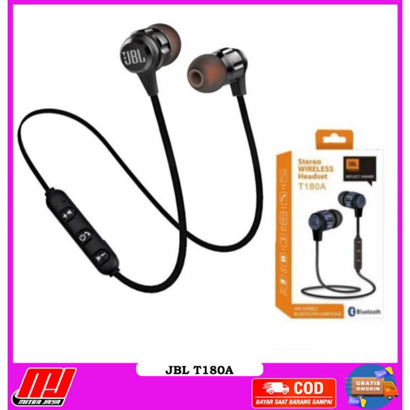 JBL Sporty T180 Wireless Headset Waterproof Music With Slot Memory