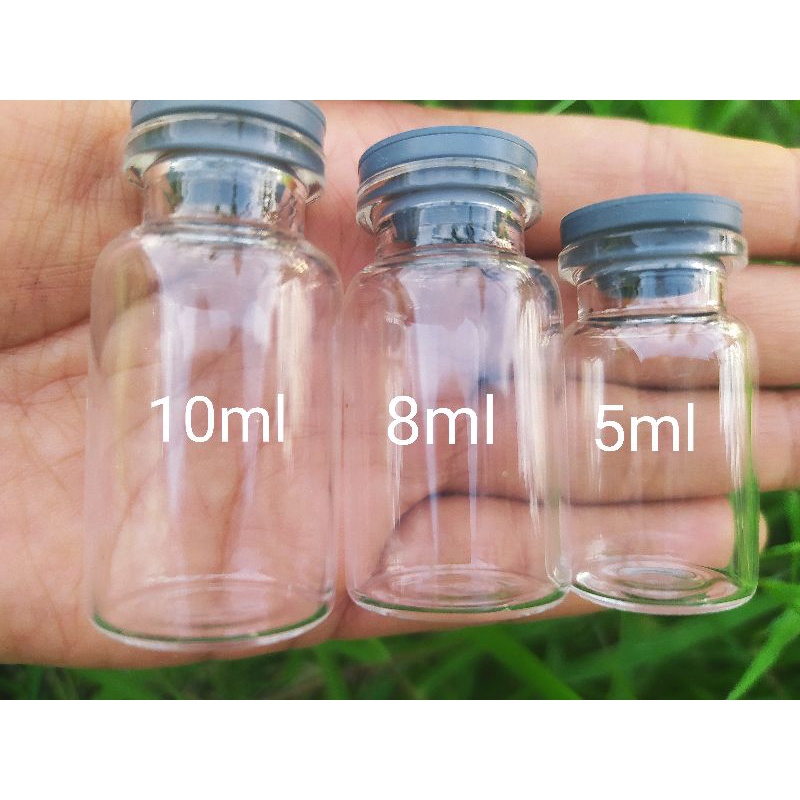 Botol Vial 8ml / Botol Vial Tutup Karet / Botol Vial Tutup Karet Rubber Stoper