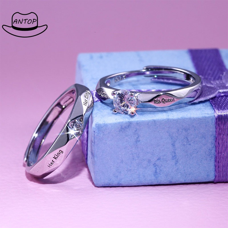 Cincin Sterling Silver 925 Dengan Cubic Zircon Lapis Emas Untuk Wanita ANTOP