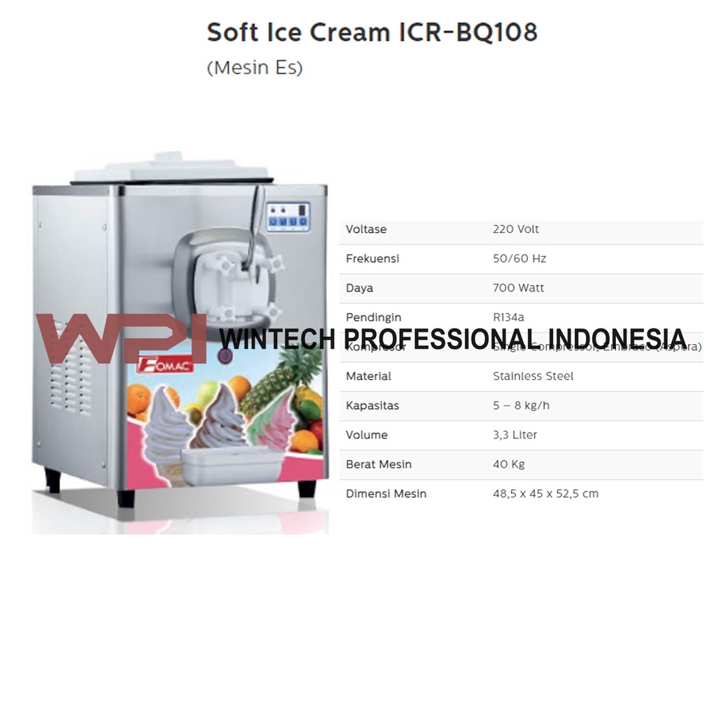 ICR-BQ108 Soft Ice Cream Machine / Mesin Pembuat Soft Ice Cream