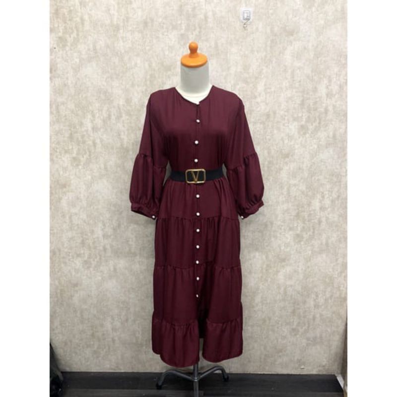 OCHA MIDI DRESS SHAKILLA KANCING MUTIARA BUSUI/bonus belt