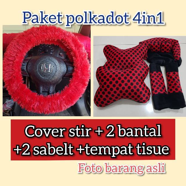 Pahe bantal + cover stir mobil tempat tisue motif polkadot loreng zebra sapi