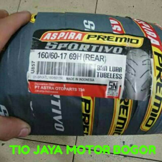 PAKETAN ASPIRA PREMIO 120/70-17 DAN 160/60-17 TYPE SPORTIVO TUBLES