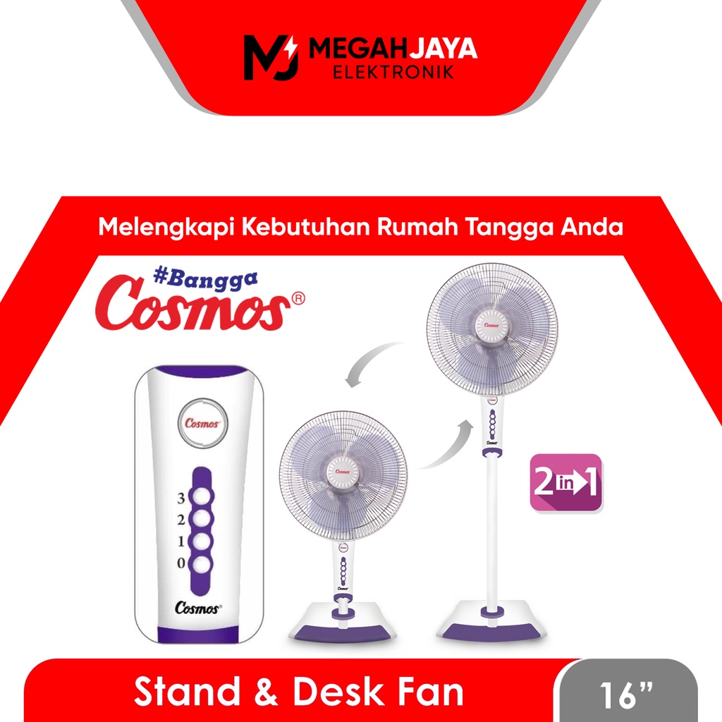[COD READY] COSMOS TWINO 2 IN 1 STAND FAN + DESK FAN / KIPAS ANGIN 16SEN / 16-SEN (16 INCH) GARANSI 