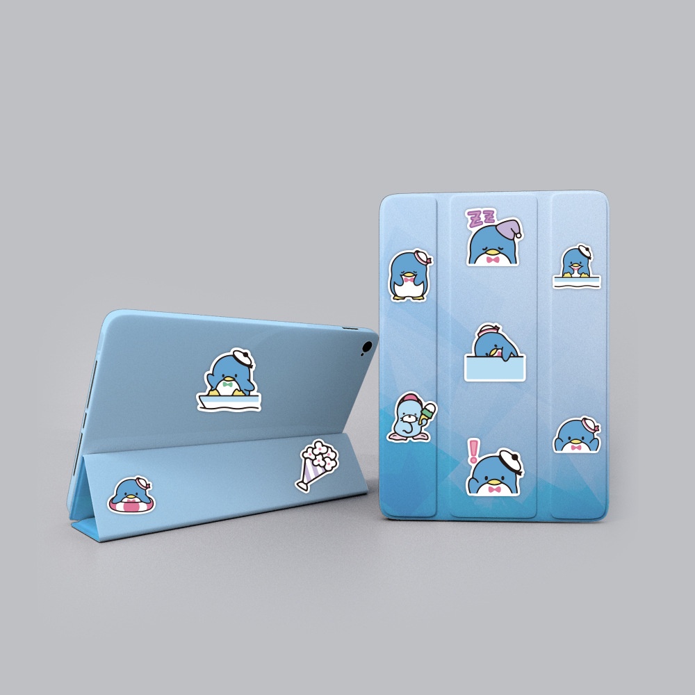 Penguin biru stiker lucu kartun Jepang ekspresi Jurnal material anak Telepon Kasus Cangkir air tanga