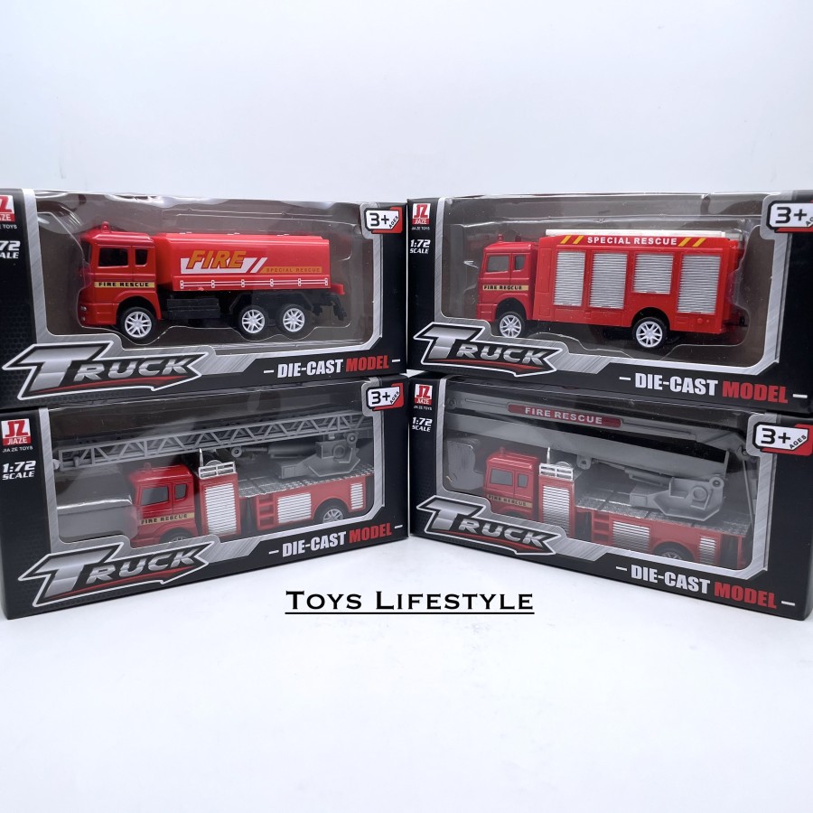 Mainan Mobil Truk / Truck Fire Rescue Skala 1:72 Pullback