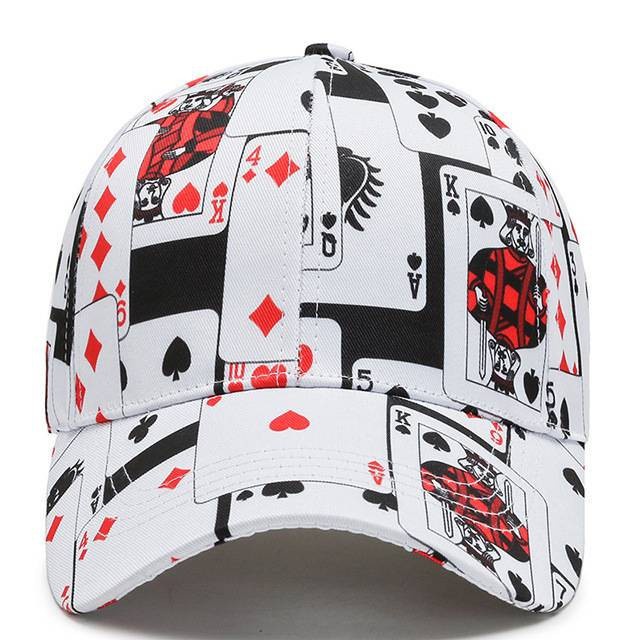 Topi Baseball Desain Poker Doodle Gaya Hip Hop Korea Untuk Pria Dan Wanita