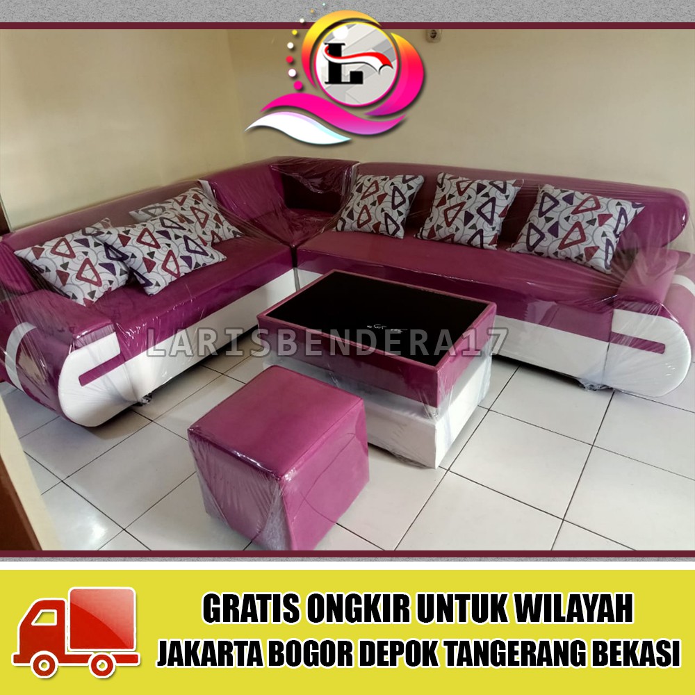 Sofa L Sudut 321 ELMEGA Plus Meja  Bernuansa Minimalis 