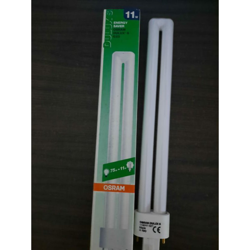 lampu bohlam neon Osram dulux S 11 watt 827 interna (sinar kuning)fitting G23