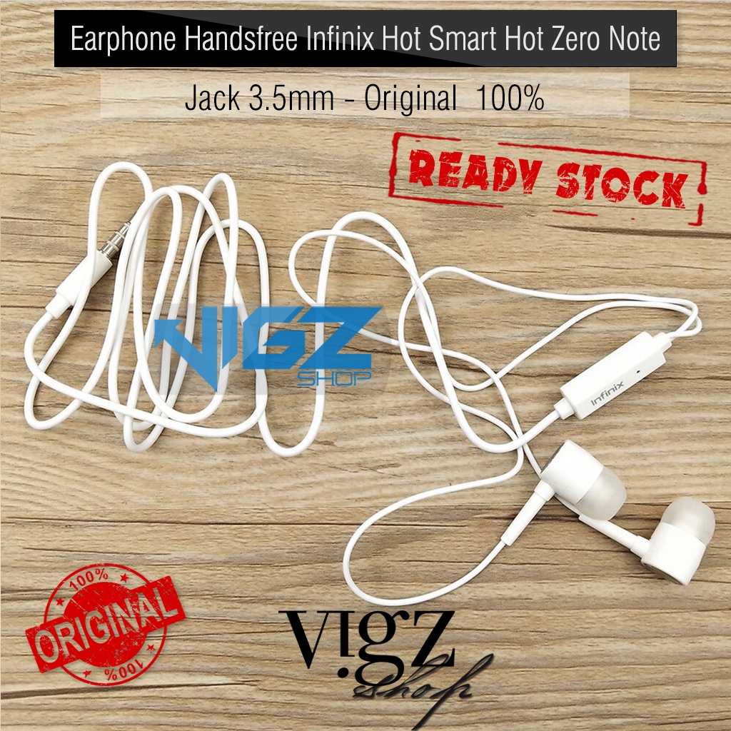 Earphone Handsfree Infinix Hot Smart Hot Zero Note Jack 3.5mm Original 100%