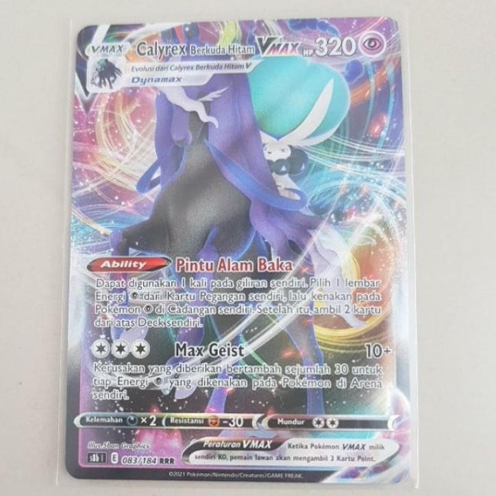 Kartu pokemon TCG Indonesia Calyrex berkuda hitam Vmax s8b RRR