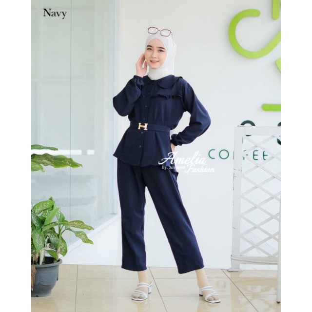 ONE SET ITYCREPE ORI AMELIA FASHION SETELAN MUSLIMAH MODERN KEKINIAN