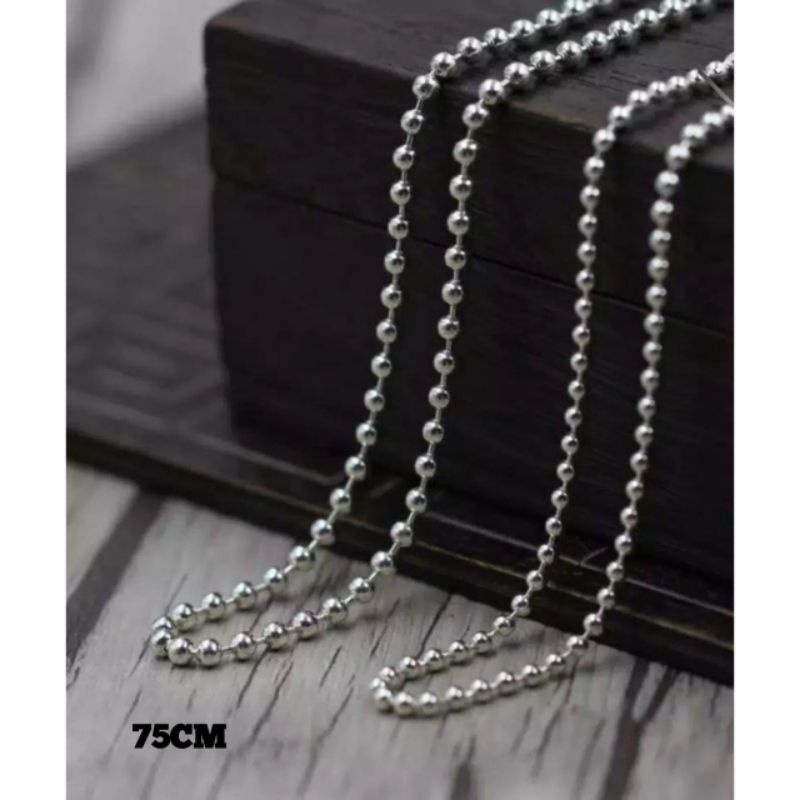 Kalung titanium biji lada silver model bulat untuk pria wanita