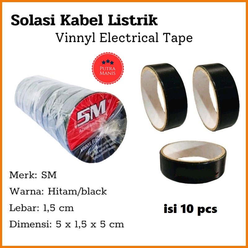 

isolasi Kabel listrik hitam kecil Penglengkapan elektrik Tape isi 10 solatip lakban solisi black cable murah termurah