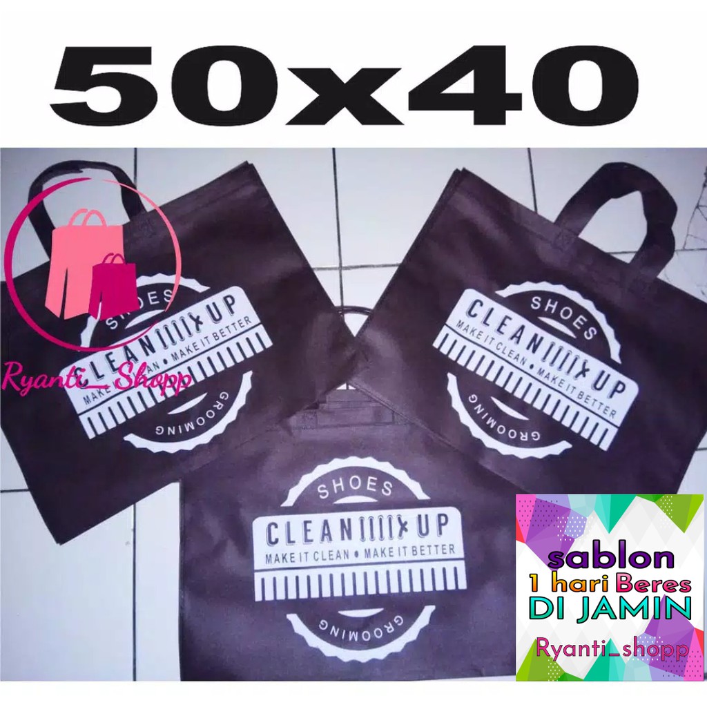 1 HARI BERES Tas Spunbond 75gsm model flat tanpa lipatan UK 50x37cm / Tas Goodie bag/ Tas Souvenir/ Tas Sablon/ Tote Bag/ Spunbond/ Tas kain