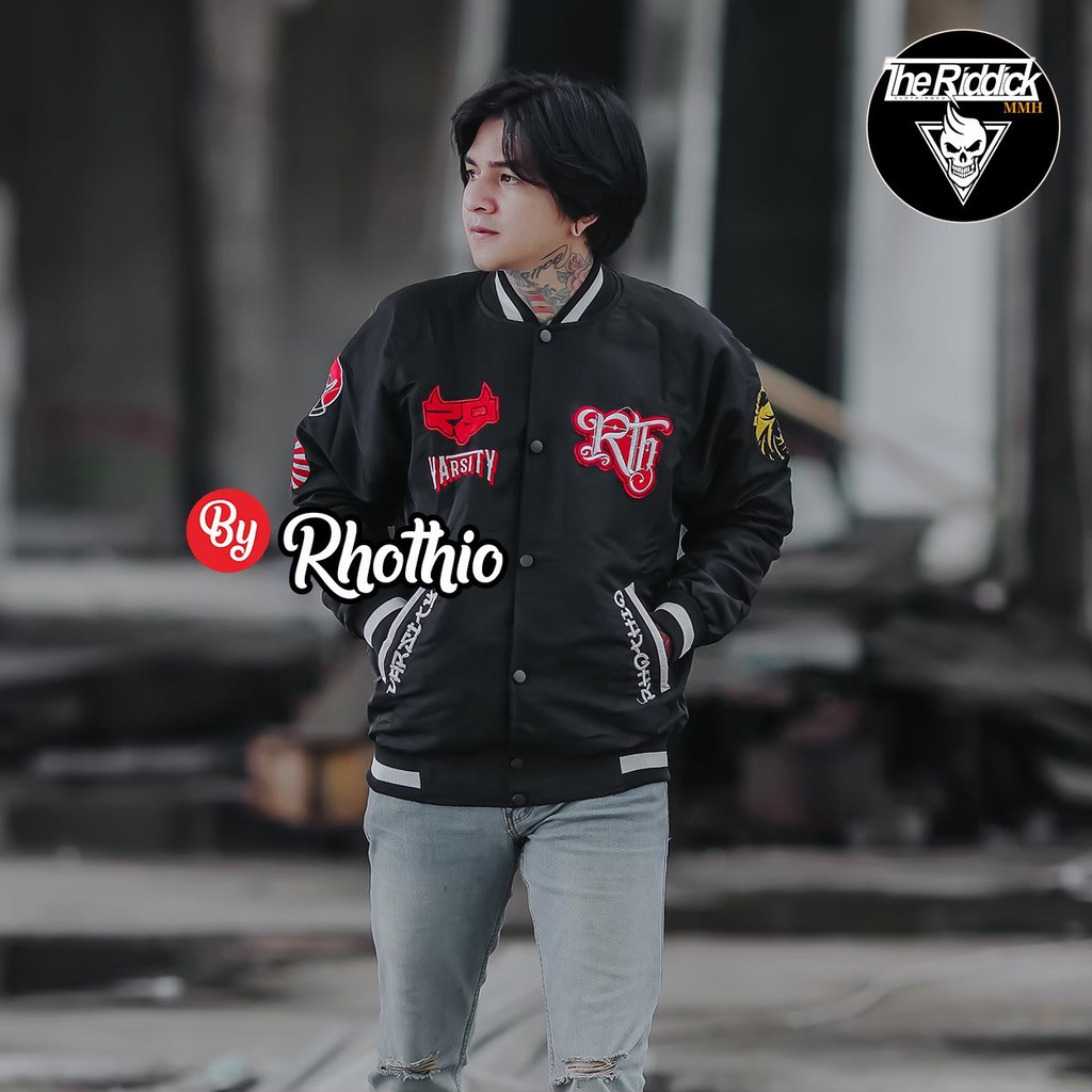 Varsity Rhothio Full Bordir | Jaket Bomber Varsity Jacket Vintage Baseball Oversize Jumbo Original The Riddick