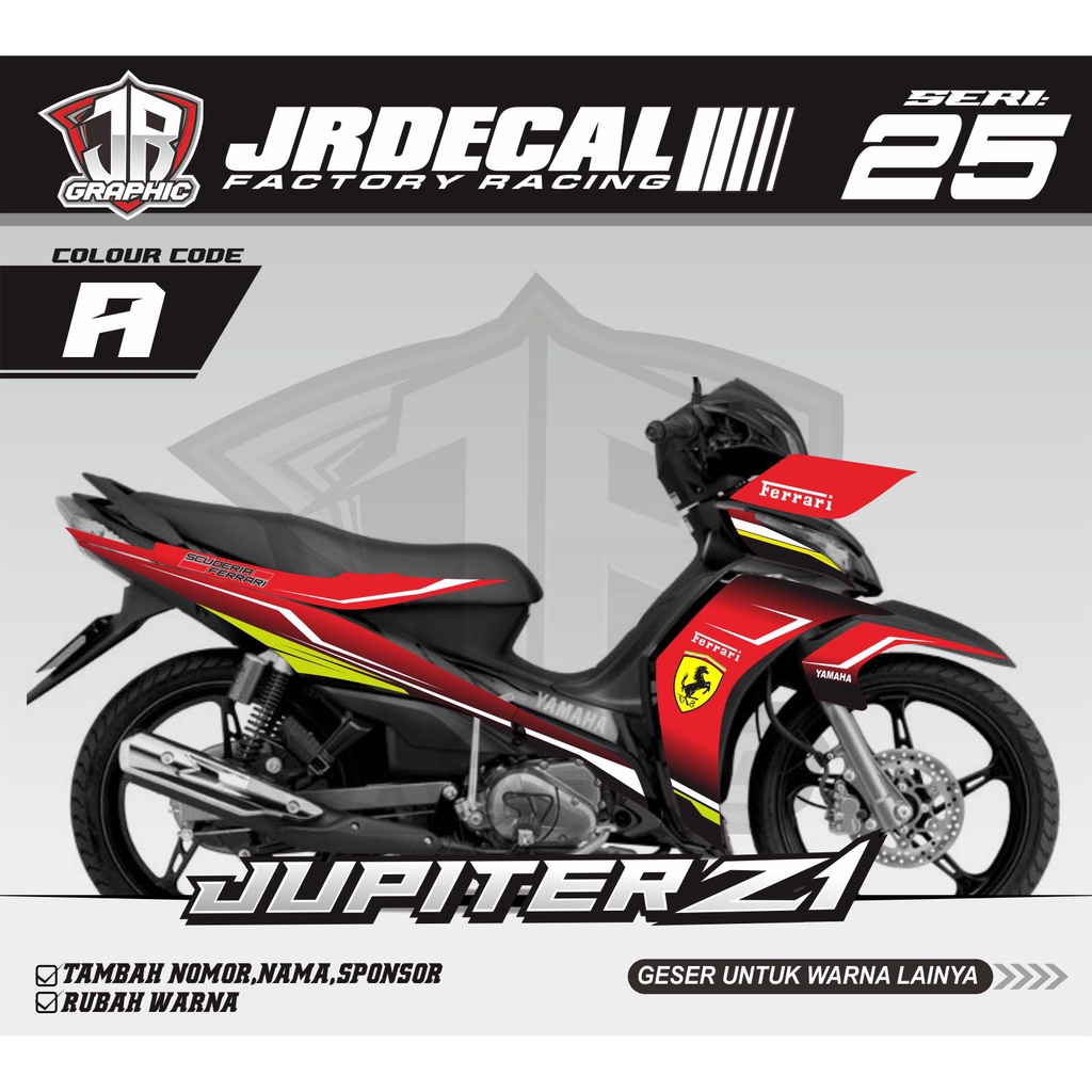 STRIPING JUPITER Z1 MERAH KEREN SEMI FULL CUSTOM VARIASI - STICKER JUPITER Z1 MERAH-STIKER STRIPING 
