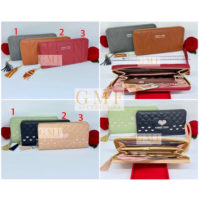 Dompet Wanita Panjang Dompet Uang Kertas Ada Slot Kartu Fashion Trendy Korea Impor