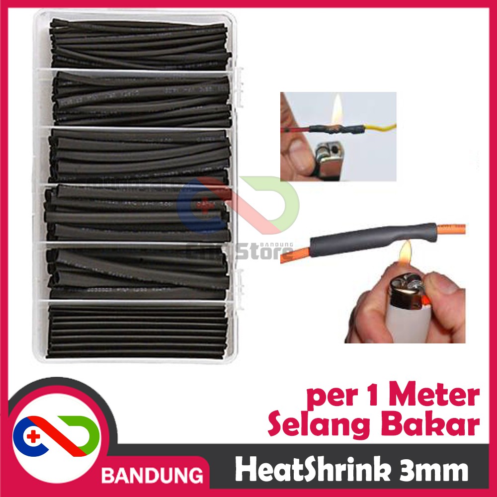 HEATSHRINK 3MM HEAT SHRINK SELANG SELONGSONG BAKAR PER 1M