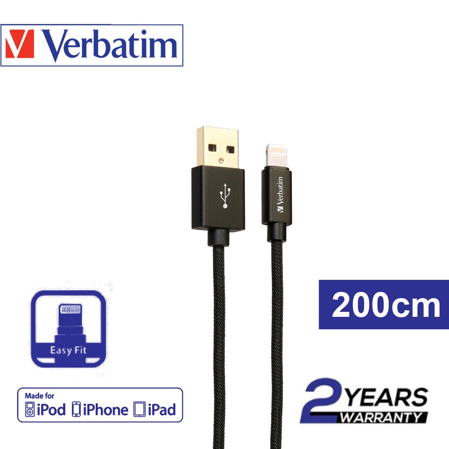 Kabel Data Verbatim Lightning to USB A 200cm 2,4A MFI - Verbatim 65361