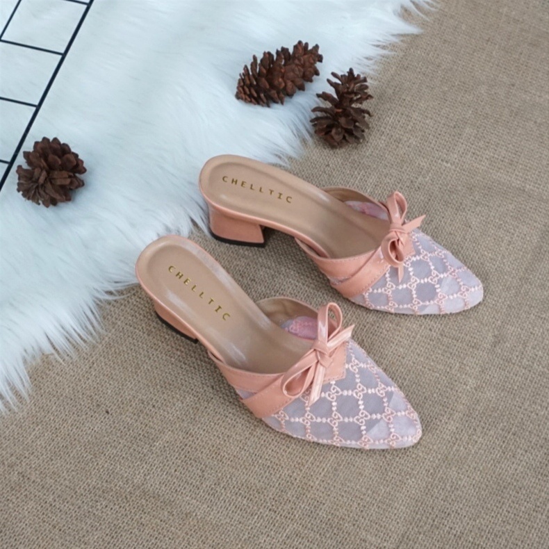 Bayar Di Tempat Promo Sandal High Heels Hak Tahu 5cm Motif Jala Pump Ujung Lancip/Sandal bustong brukat/sendal brukat wanita terbaru hak 5cm/samdal hak brukat pesta perempuan remaja/sandal wanita pormal/sandal kondangan pernikahan/sandal selop wanita