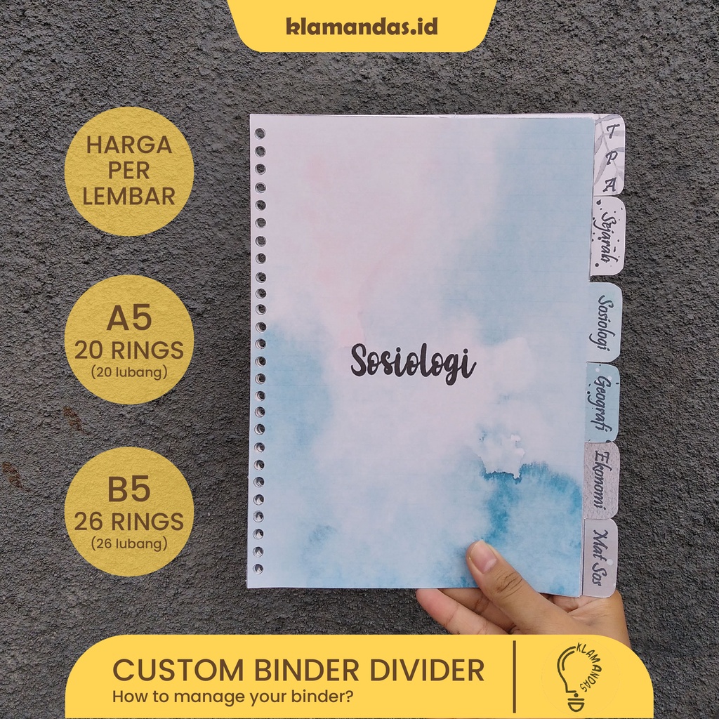 

CUSTOM PEMBATAS BINDER UKURAN B5 (26 RINGS) & A5 (20 RINGS) TERMURAH | KLAMANDAS.ID