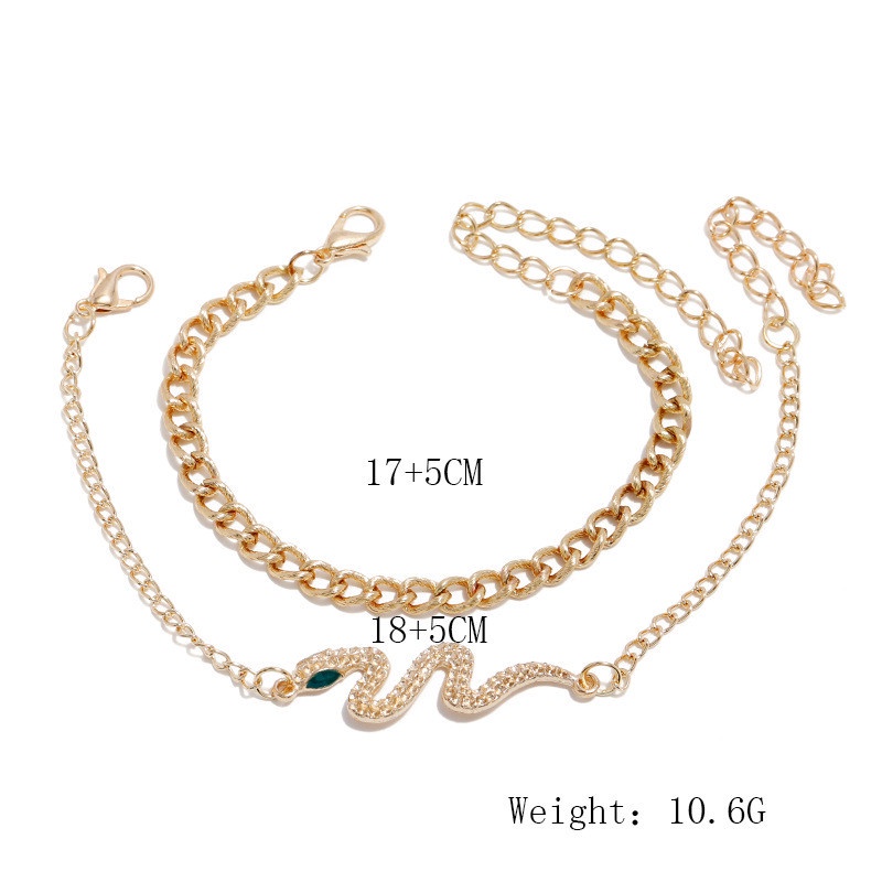 2pcs / Set Gelang Multilayer Bentuk Ular Aksen Berlian Untuk Wanita