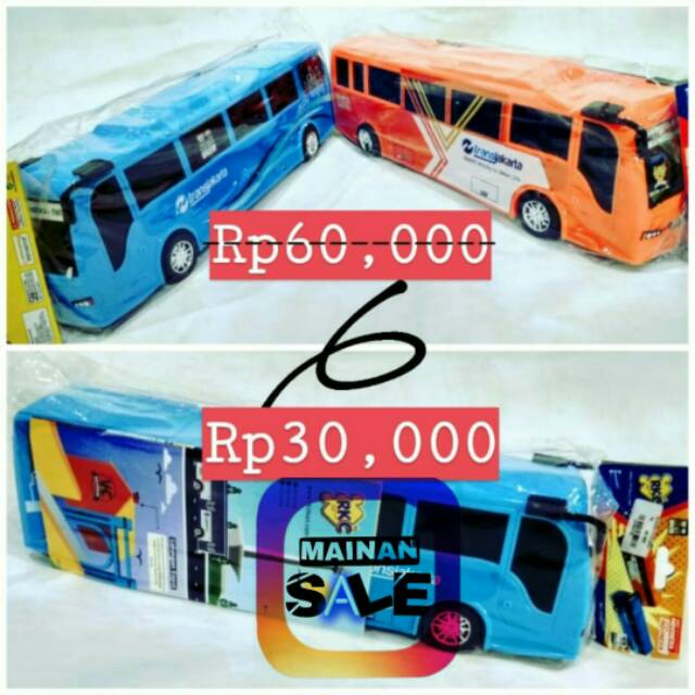 Mainan mobil busway kantong