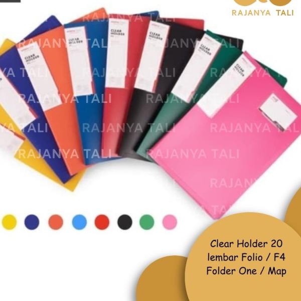 

✧ Clear Holder 20 lembar Folio / F4 Folder One / Map - Hitam ☞