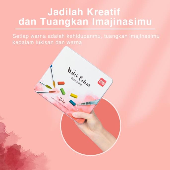 

Deli Solid Watercolor Set Cat Air Padat isi 24/36 warna 73876/73877