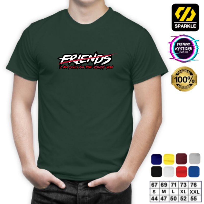 Kaos Distro oneck atasan pria motif tulisan Friends combad 30s