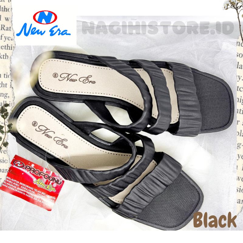 ✨NAGIHI✨ SANDAL WANITA SELOP KARET JELLY NEW ERA LB 10049 MOTIF KERUT TALI 37-40