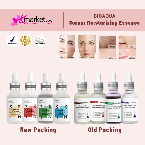 [BPOM] BIOAQUA Serum Moisturizing Essence 30ML | 50ML  [Niacinamide | Hyaluronic Acid | Acne Care | Hexapeptide]