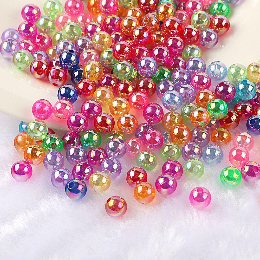 Mxbeauty AB Transparan Manik-Manik Pelangi4 /6 /8 /10 /12mm Kalung Gelang DIY Craft Kristal Akrilik Manik-Manik Bulat