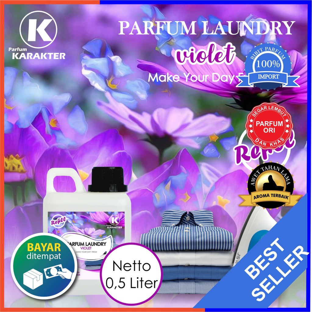 Parfum Laundry Aroma Violet Bibit Parfum Import Wangi &amp; Tahan Lama Kemasan 500 ml | Bisa Cod | Terlaris