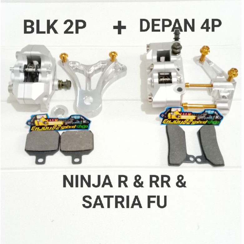 Paket Kaliper Depan 4p / Monoblok Belakang 2p / 2 Piston Ninja 150 R &amp; RR &amp; Satria Fu