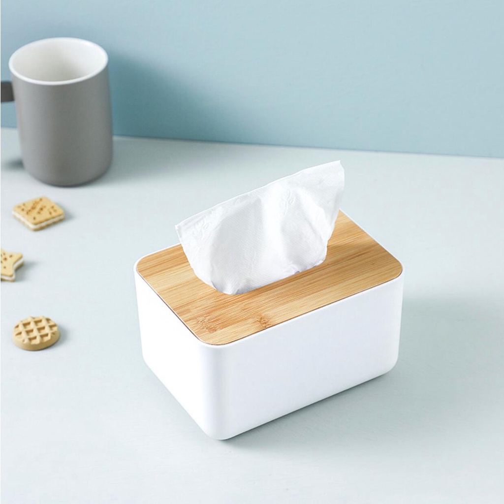 UNNISO - Kotak Tempat Tissue Kayu Bamboo Tissue Box TT02